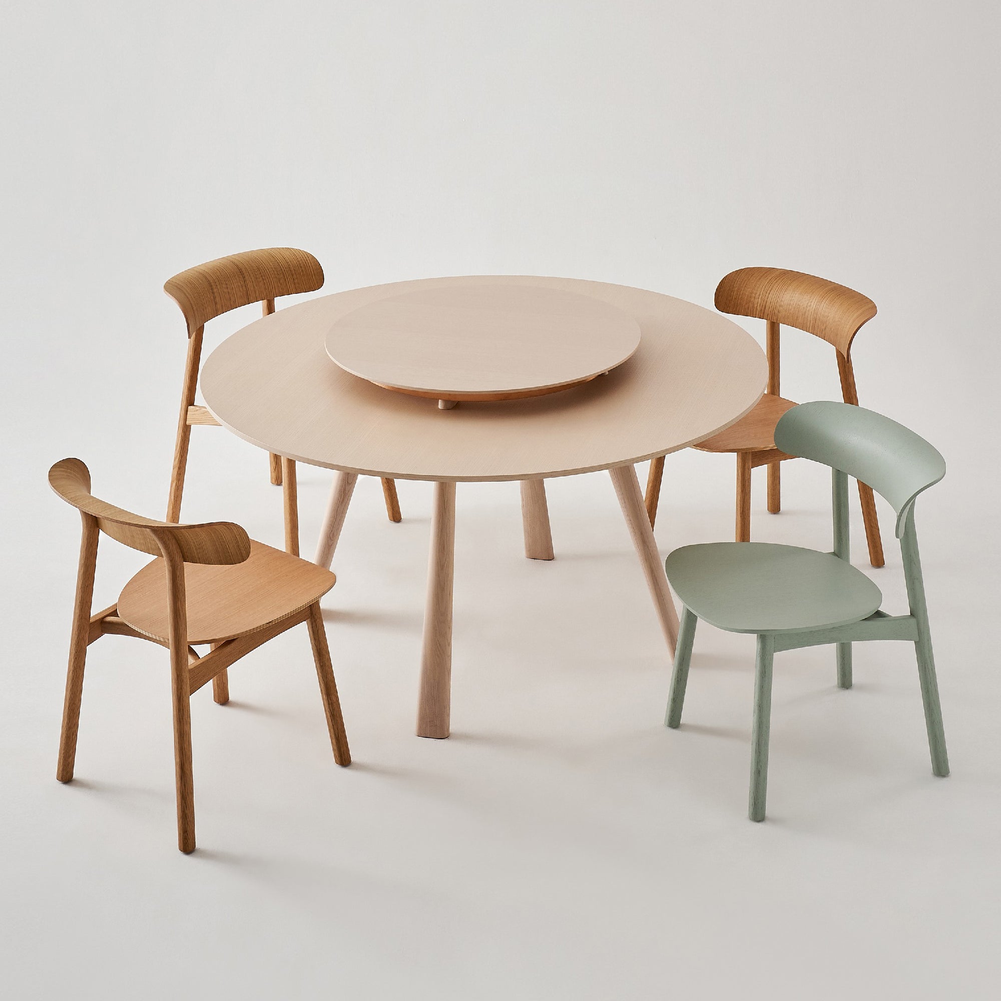 New Piece_Jianze_Loft Round Table - Lazy Susan_Light Oak_Dining Table_4