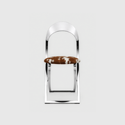 New Piece Luna Dining Chair with chrome frame and Guernsey cowhide upholstery