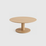 New Piece Fed Coffee Table in oak, teak and black timber finishes