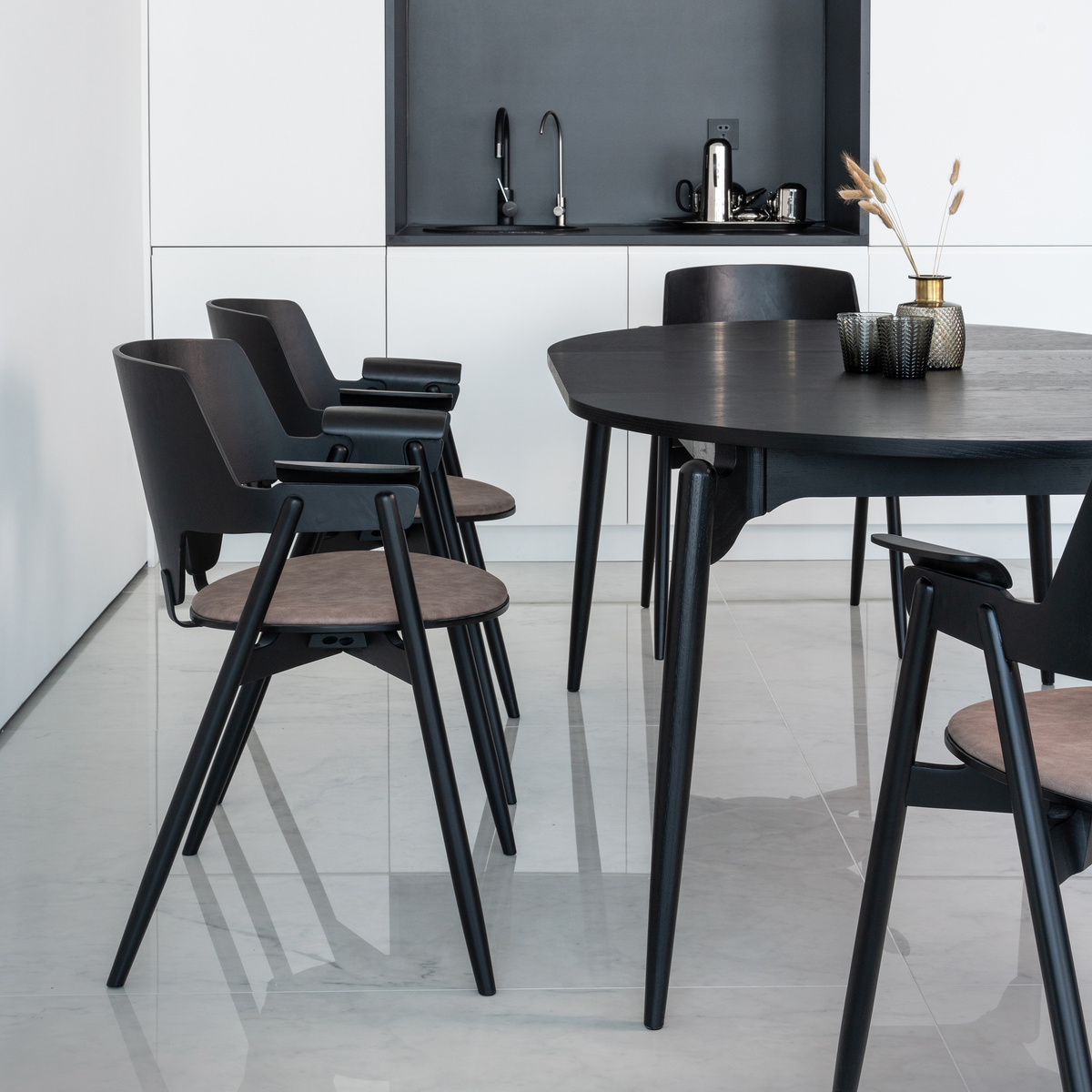 New Piece_Cadot_Woodpecker Dining Chair_Black Timber & Beige Leather_Dining Chair_5