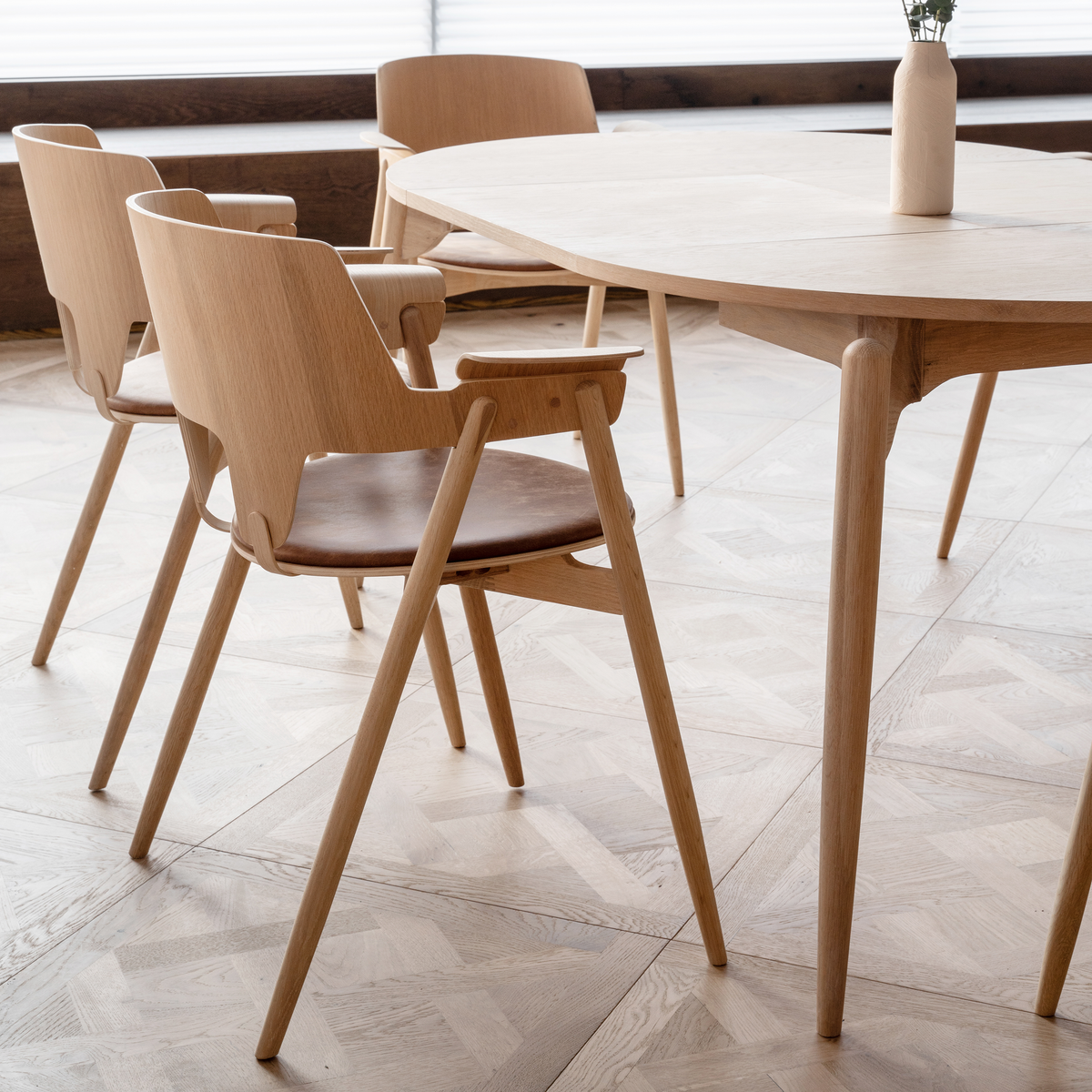 New Piece_Cadot_Woodpecker Dining Chair_White Oak & Beige Leather_Dining Chair_5