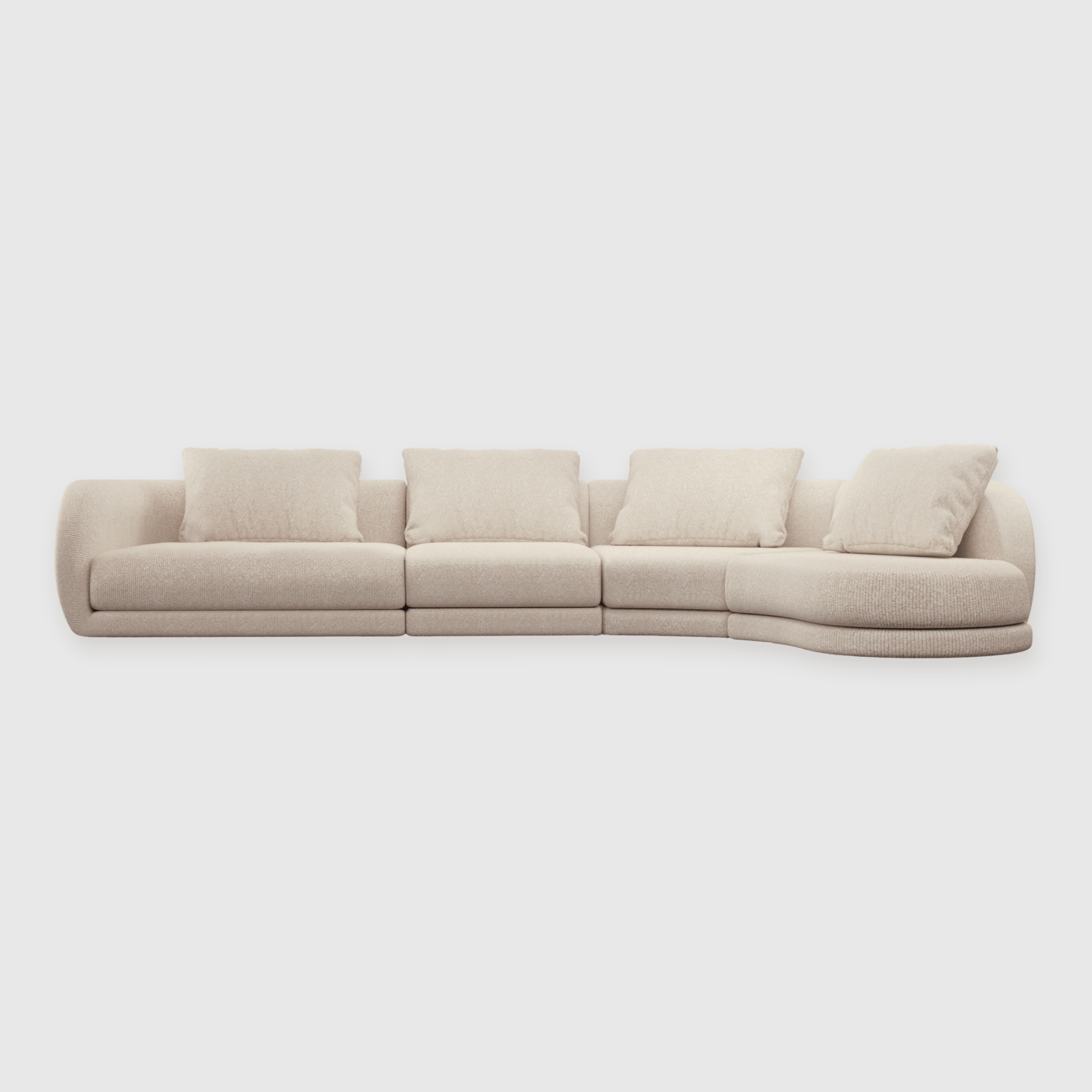 Cirra Sofa - 4 Seater Curved Chaise Sofa