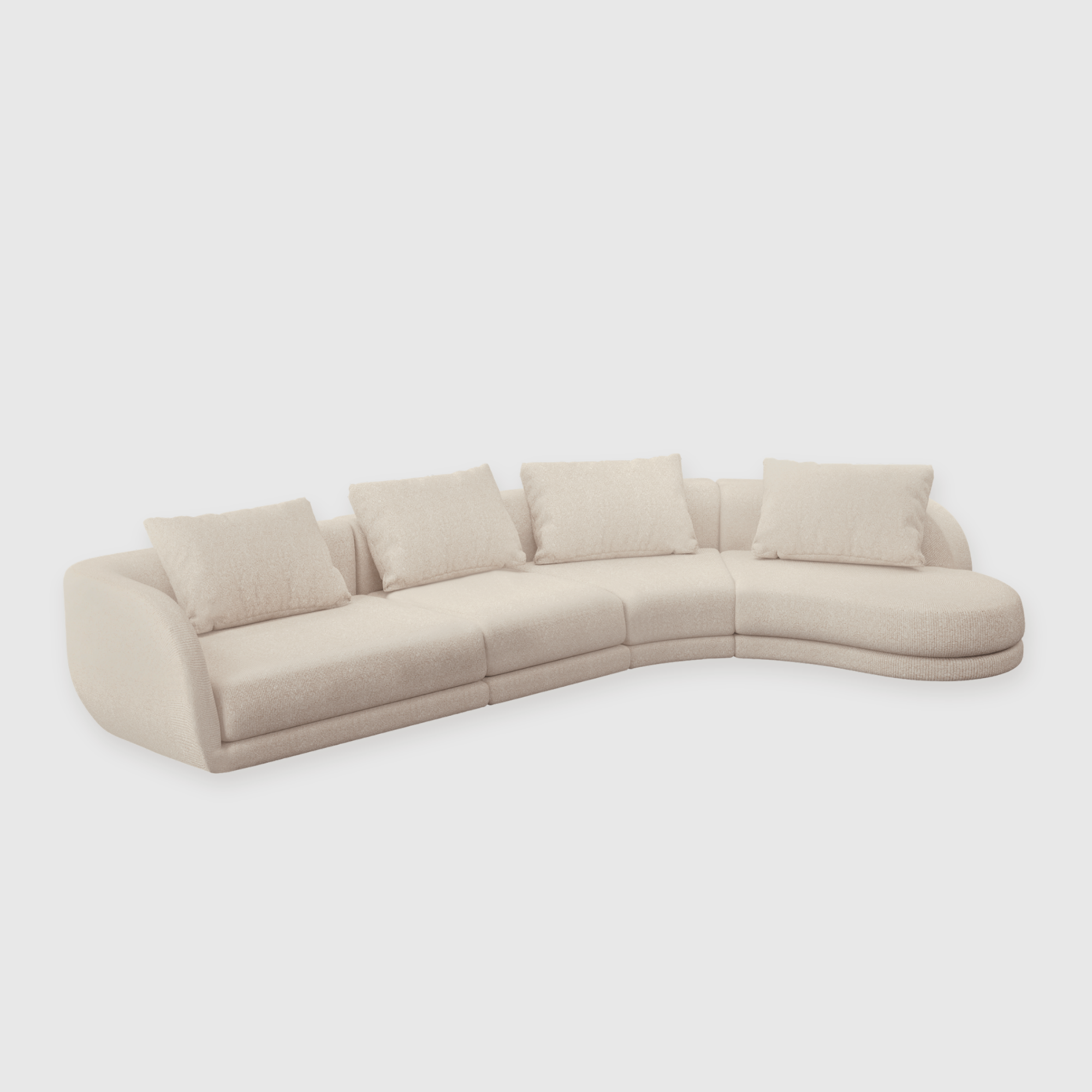 Cirra Sofa - 4 Seater Curved Chaise Sofa