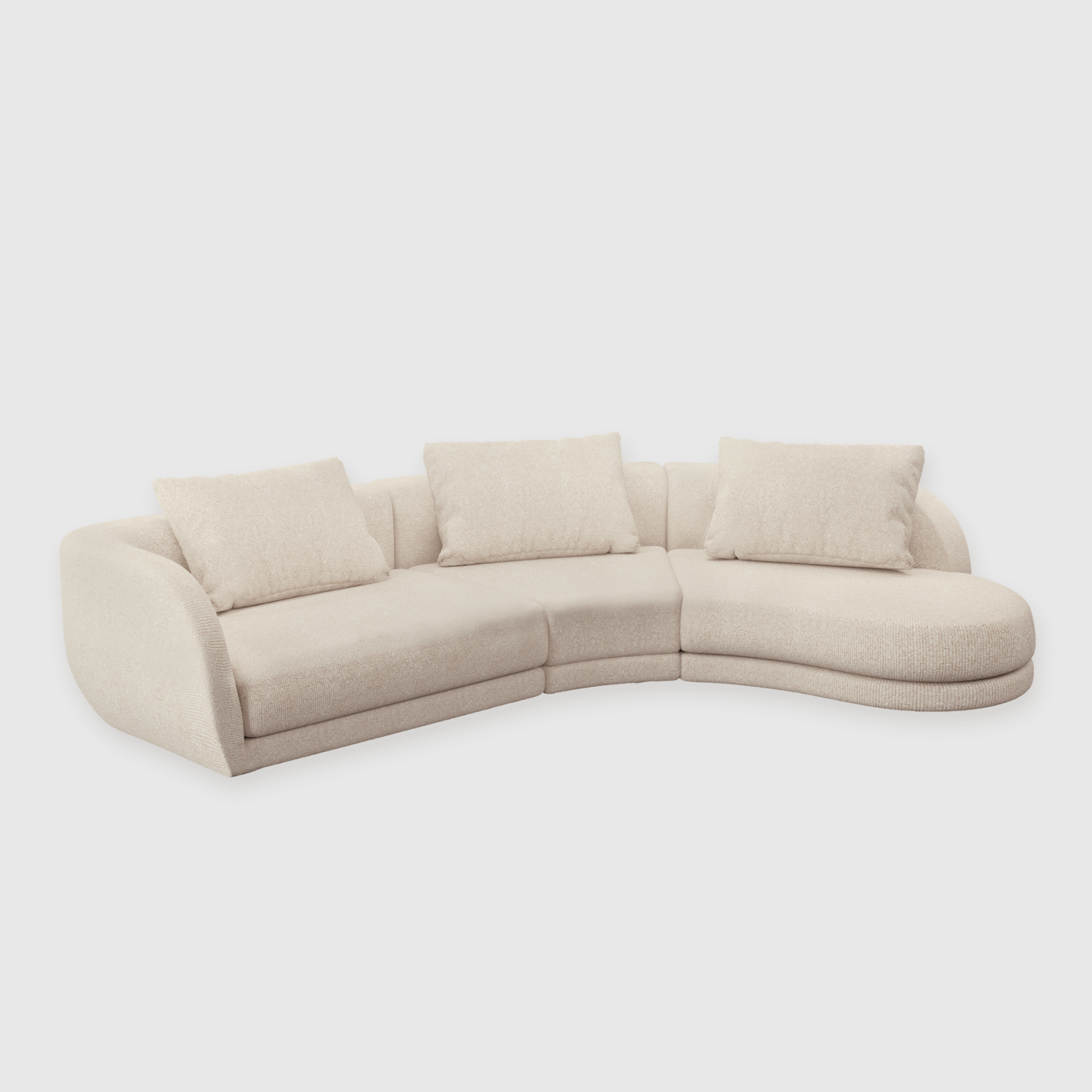 Cirra Sofa - 3 Seater Curved Chaise Sofa