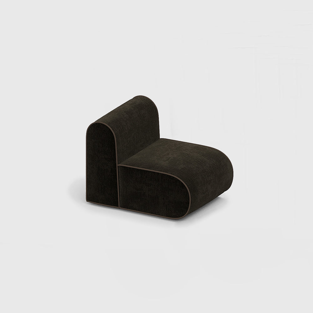New Piece Curv Modular Sofa Middle in Charcoal, Tweed and Chenille upholstery finishes