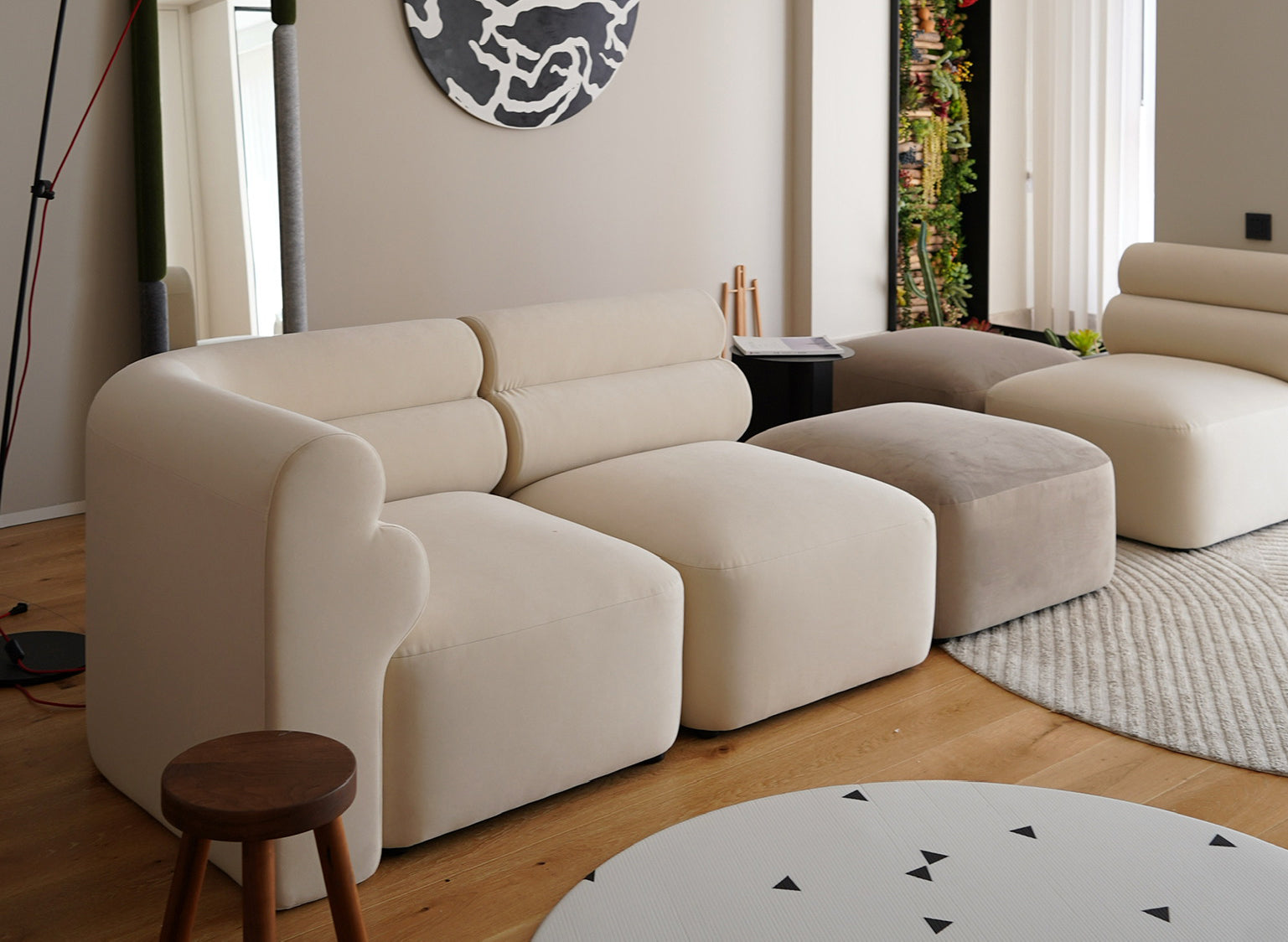 New Piece_Lift Loft_Loaf Armless Modular Sofa Velvet_ Cream_Modular Sofa _2