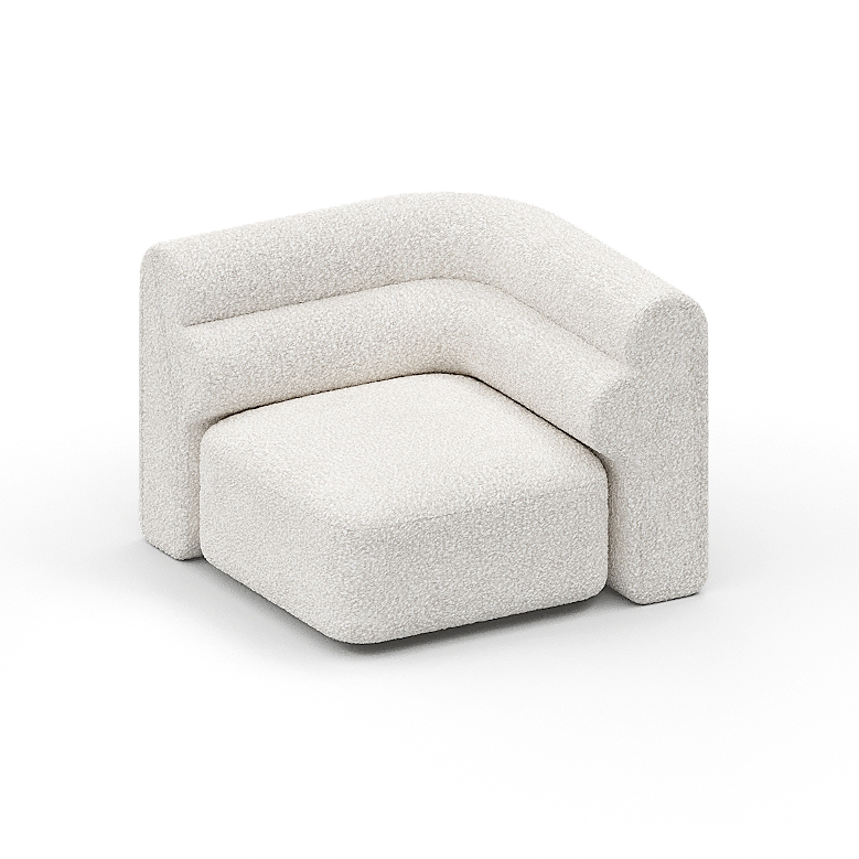 New Piece_Lift Loft_Loaf Corner Modular Sofa Boucle_White_Modular Sofa _1