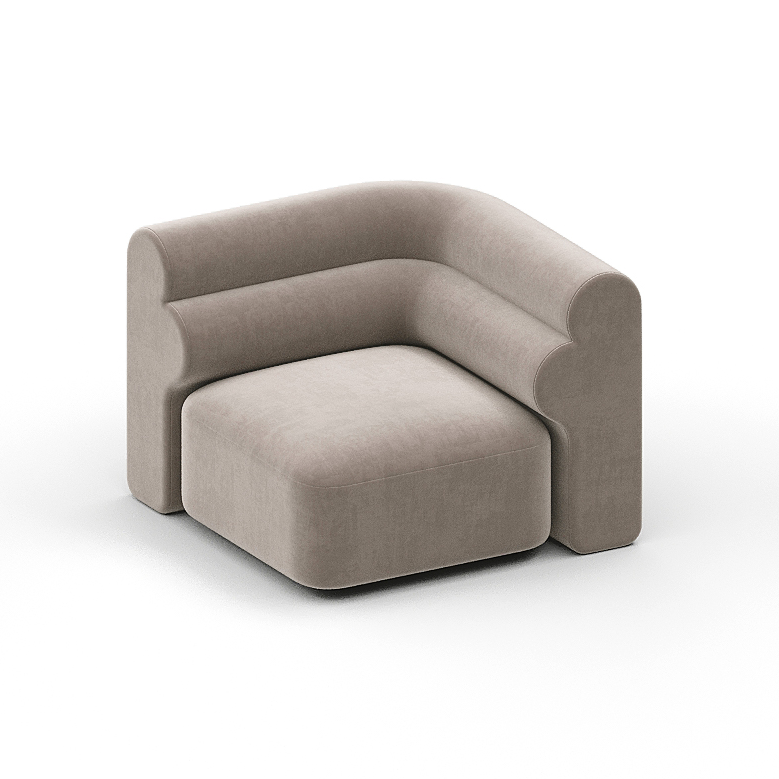 New Piece_Lift Loft_Loaf Corner Modular Sofa Velvet_ Wheat_Modular Sofa _1