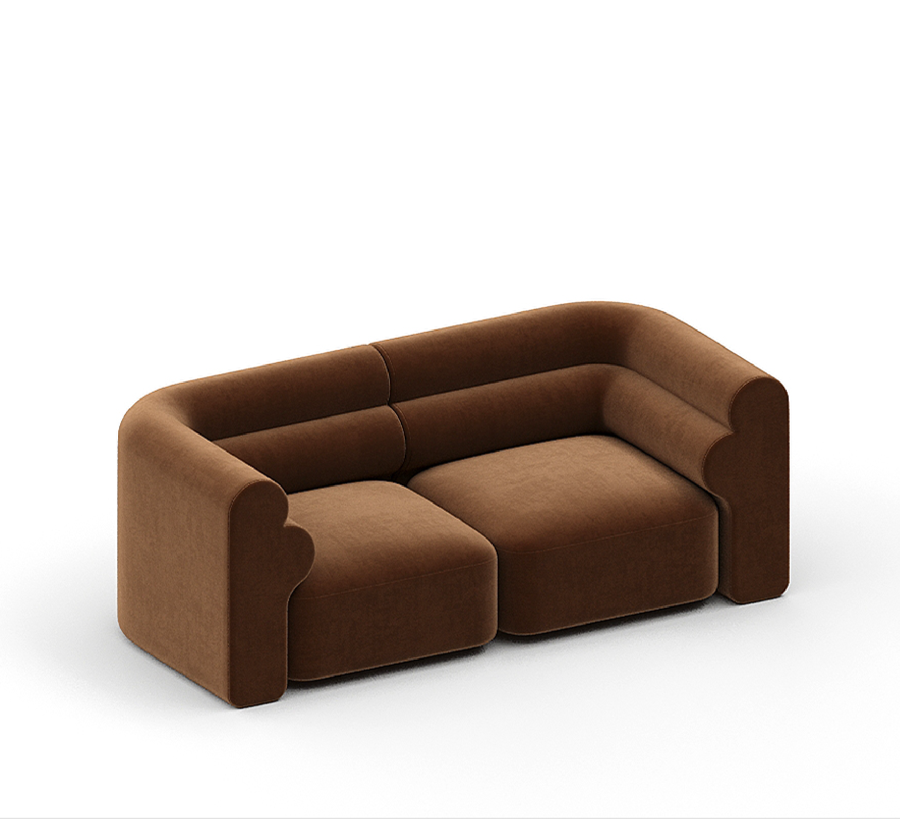New Piece_Lift Loft_Loaf Modular Sofa 2 Seater Velvet_ Caramel_Modular Sofa _1