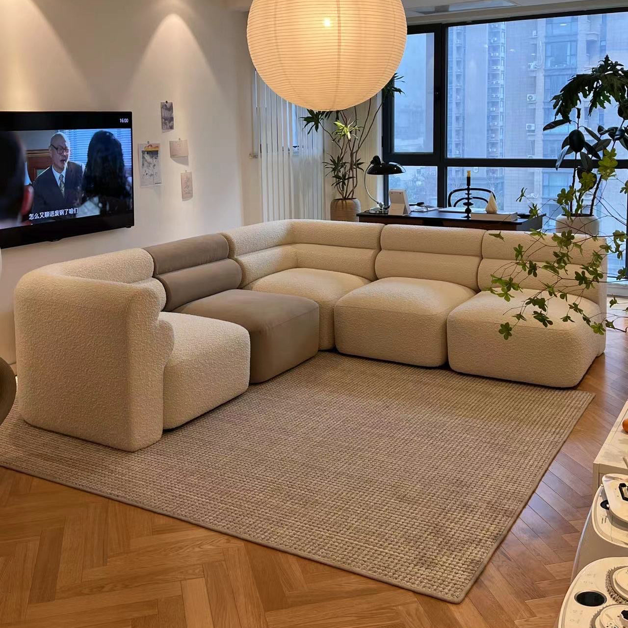 New Piece_Lift Loft_Loaf Modular Sofa 3 Seater Boucle_Loaf Corner Modular Sofa Boucle_White_Loaf Armless Modular Sofa Velvet_Wheat_Modular Sofa _1