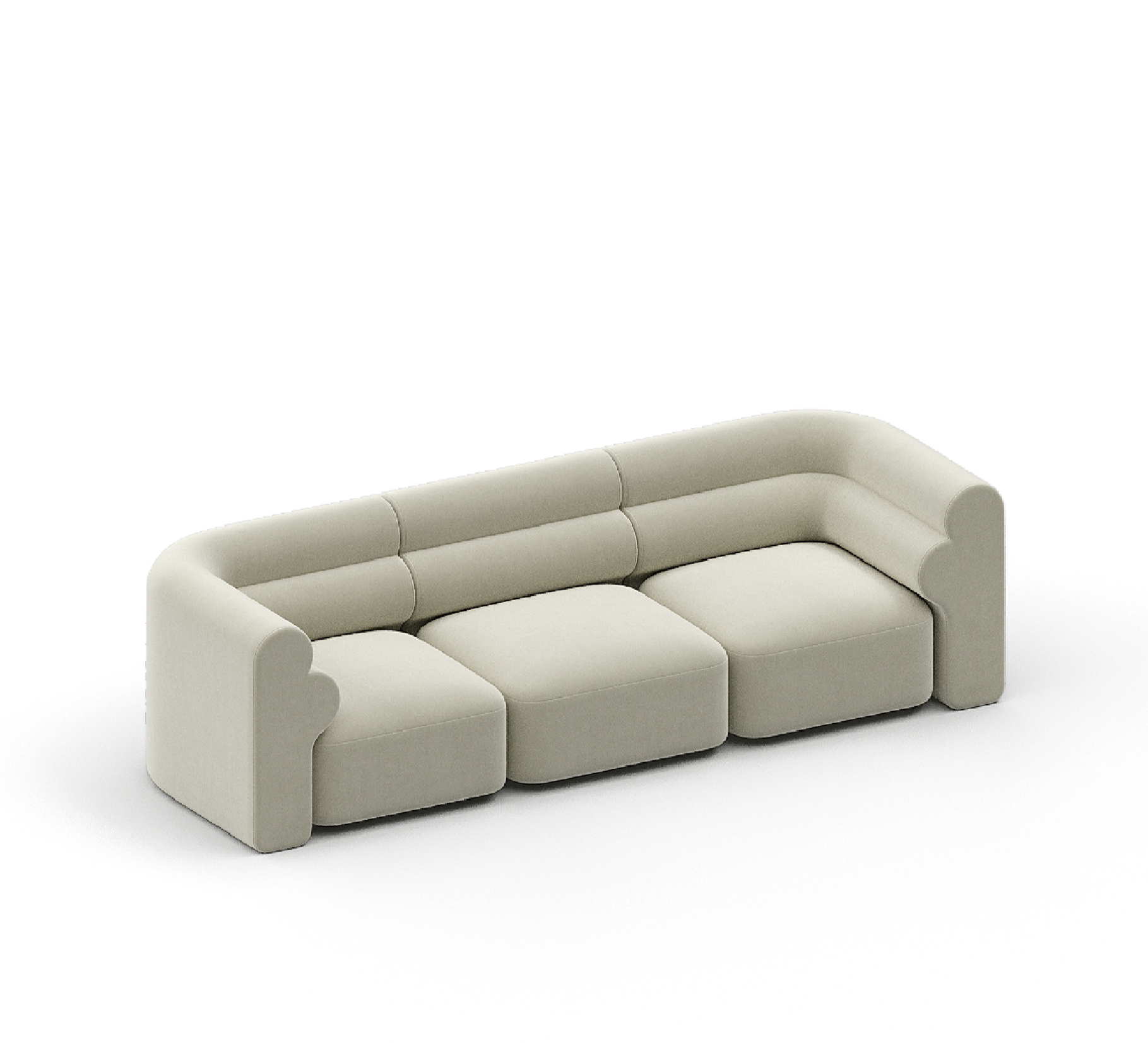 New Piece_Lift Loft_Loaf Modular Sofa 3 Seater Velvet_ Cream_Modular Sofa _1