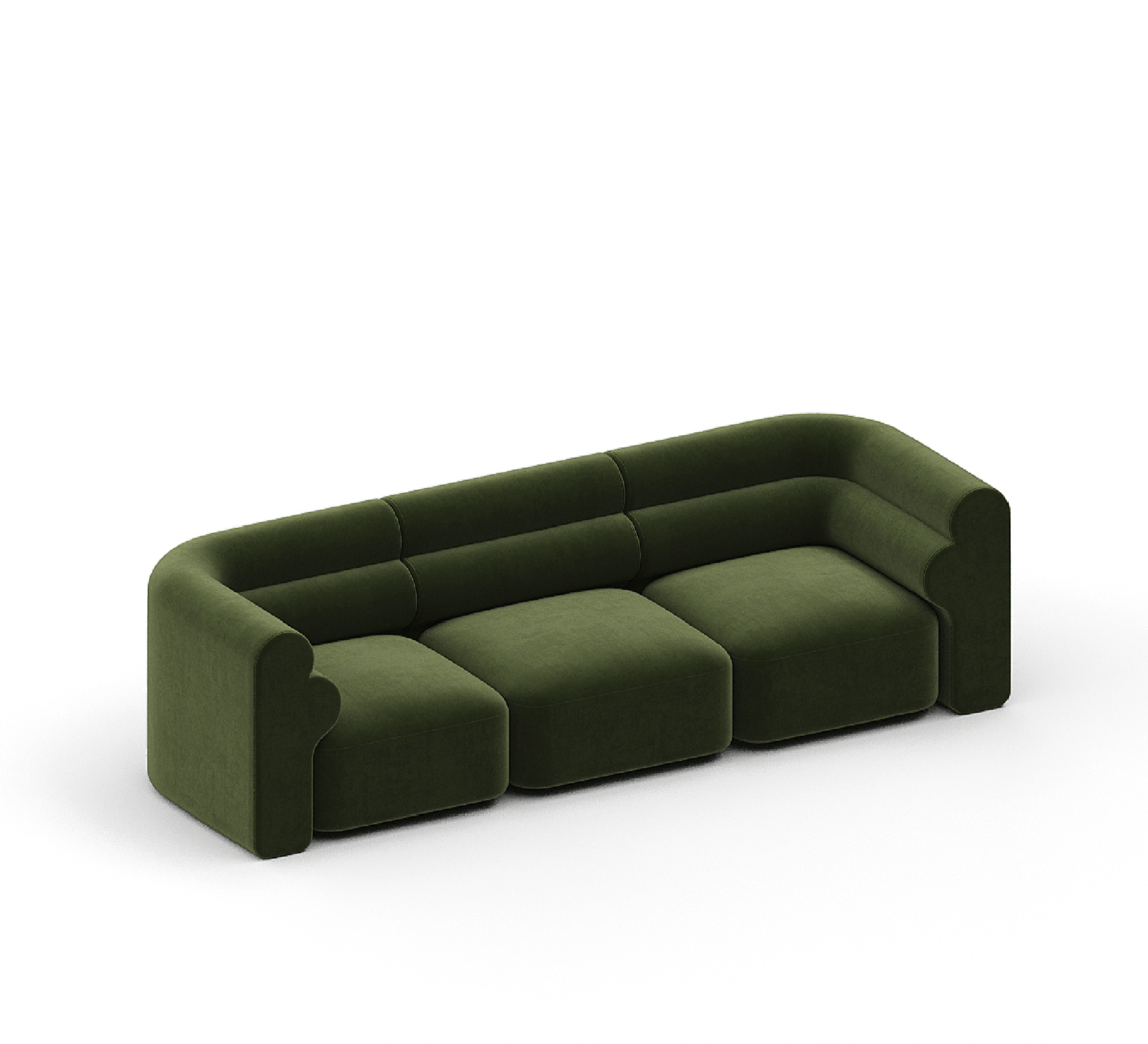 New Piece_Lift Loft_Loaf Modular Sofa 3 Seater Velvet_ Forest Green_Modular Sofa _1