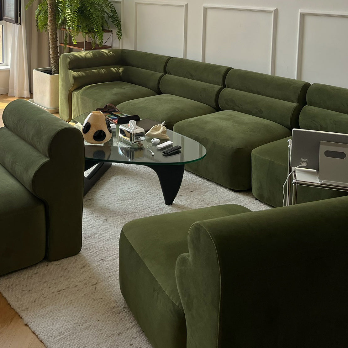 New Piece_Lift Loft_Loaf Modular Sofa 3 Seater Velvet_ Forest Green_Modular Sofa _2