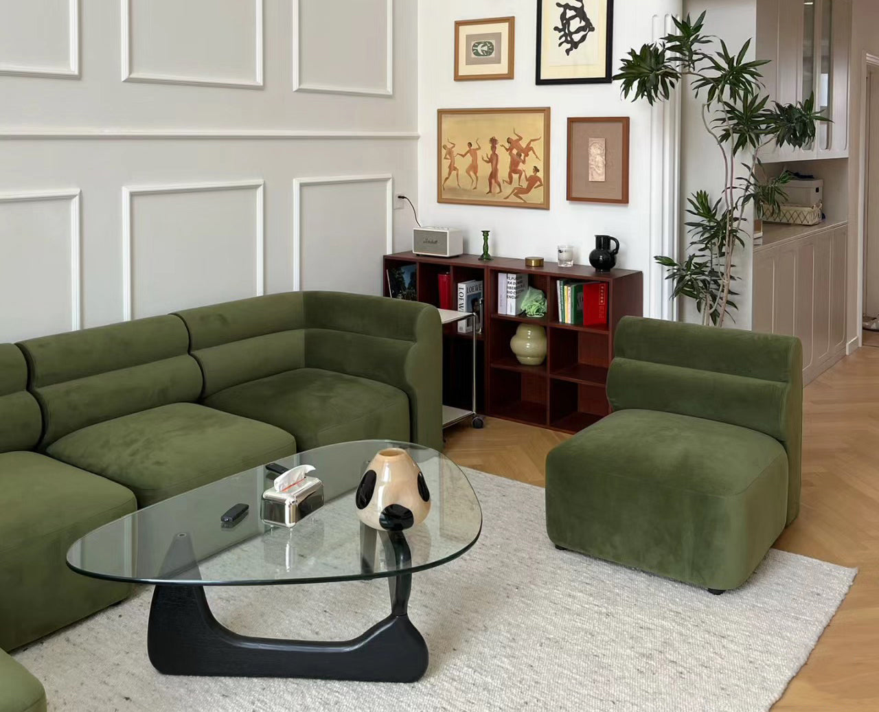 New Piece_Lift Loft_Loaf Modular Sofa 3 Seater Velvet_ Forest Green_Modular Sofa _5
