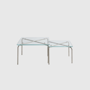 New Piece Zhe Nesting Coffee Table in Clear Glass top