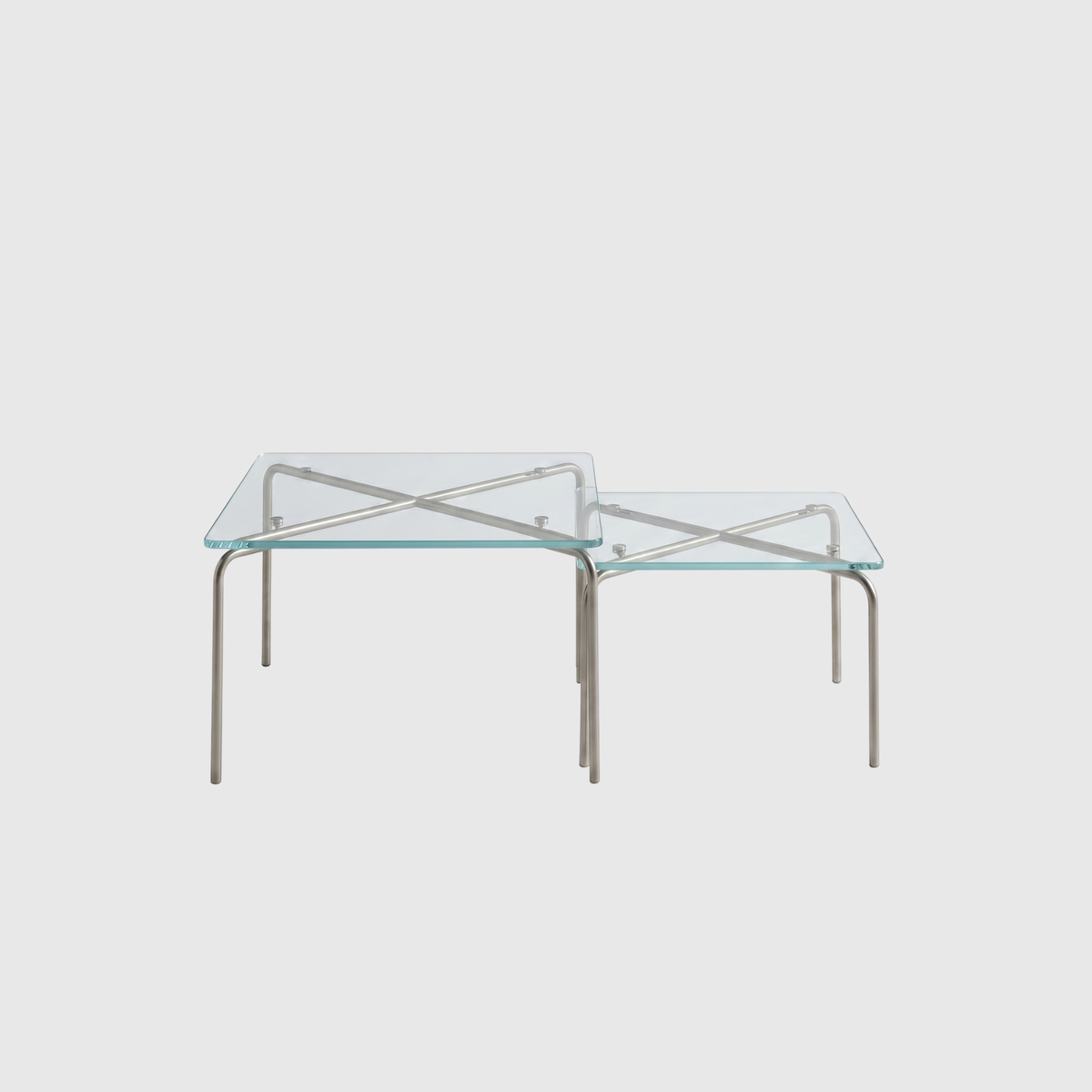 New Piece Zhe Nesting Coffee Table in Clear Glass top